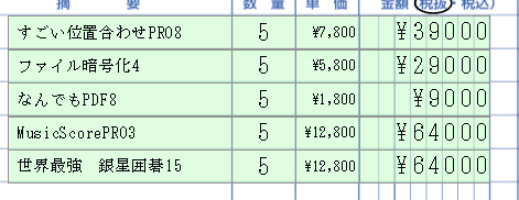 FAQ：表オブジェクト見本