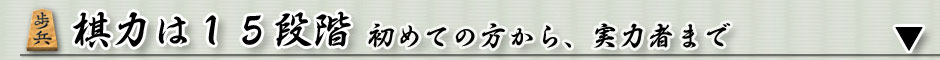 棋力は１５段階 初めての方から、実力者まで