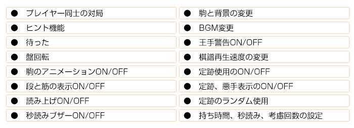 機能一覧